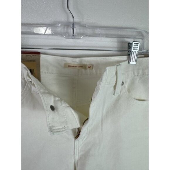 Levi’s Women's 32 Mid Length Midrise Denim Shorts Stretch Off White NWT 0601 - Picture 6 of 13